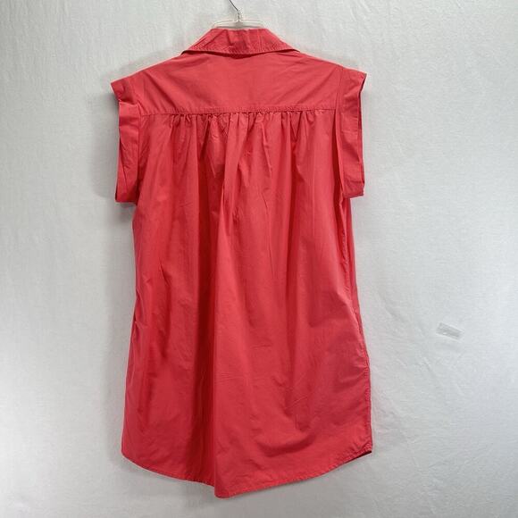 STARK X Women's Dress M Pink Ruffle Collar Knee Length Cotton Cap SleeveCoastal - Picture 7 of 13